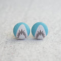 Shark Attack Fabric Button Earrings