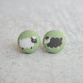 Two Sheep Fabric Button Earrings