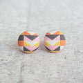 Warm Mod, Fabric Covered Button Earrings