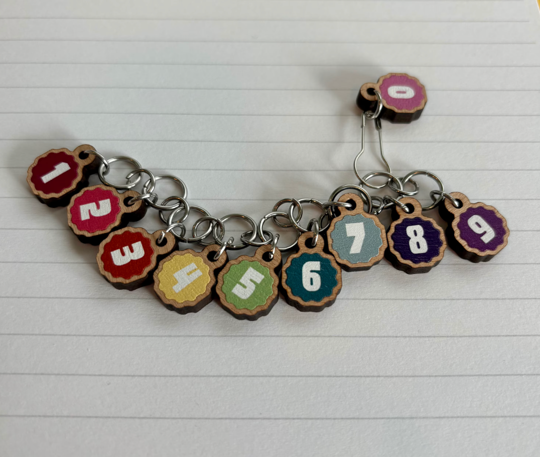 Knitting Stitch Markers Progress Keeper 0-9 Rainbow