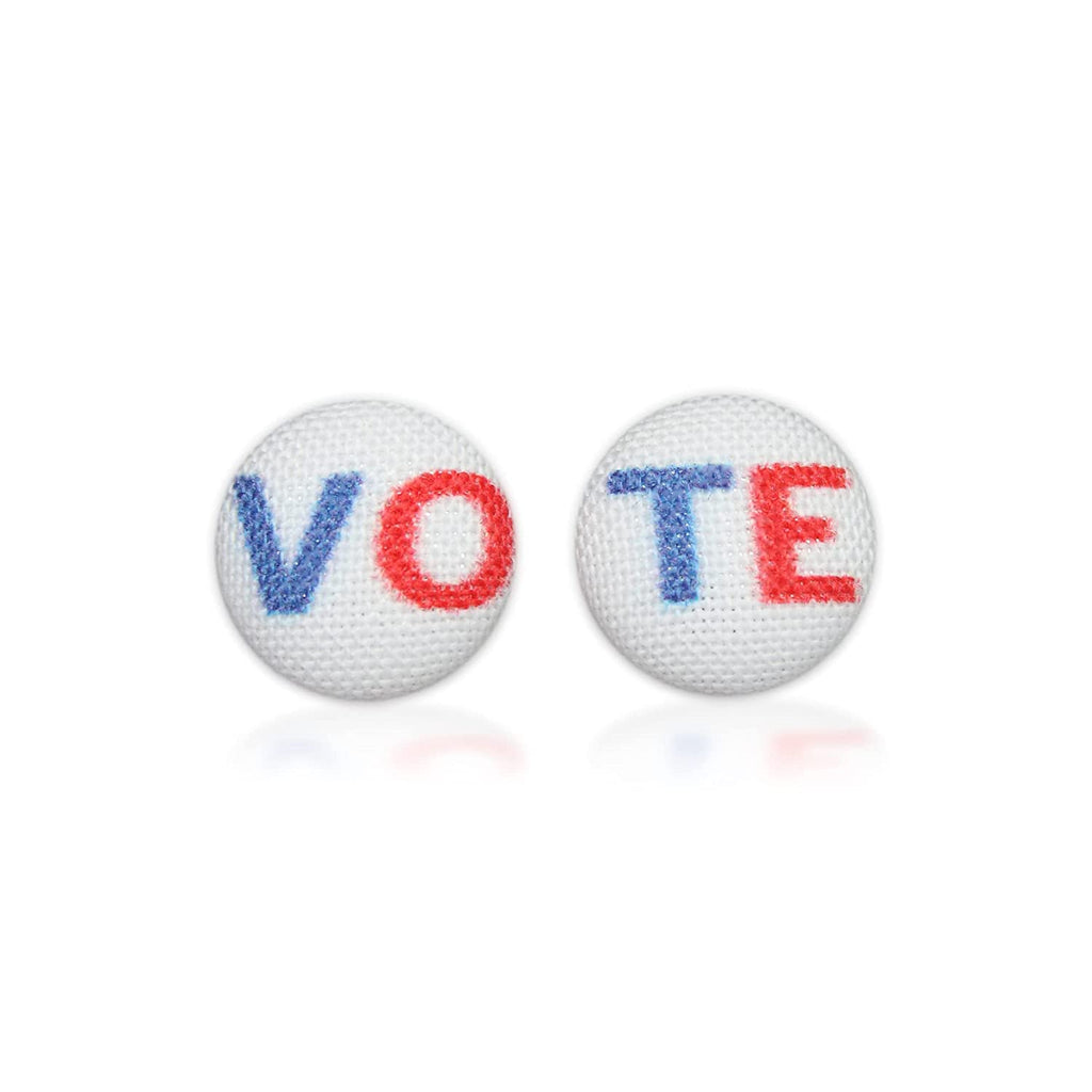 VOTE Fabric Button Earrings