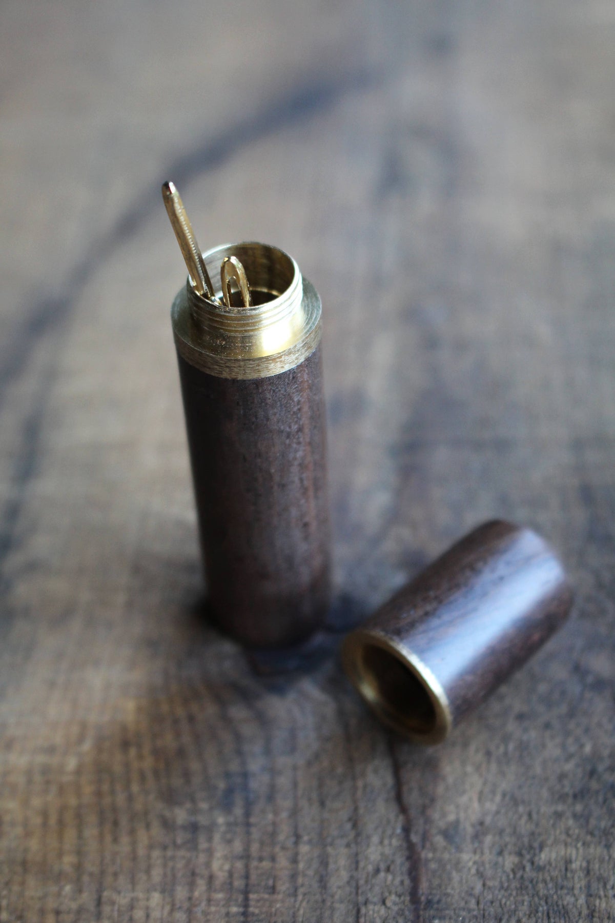 Wooden Needle Case with 3 needles