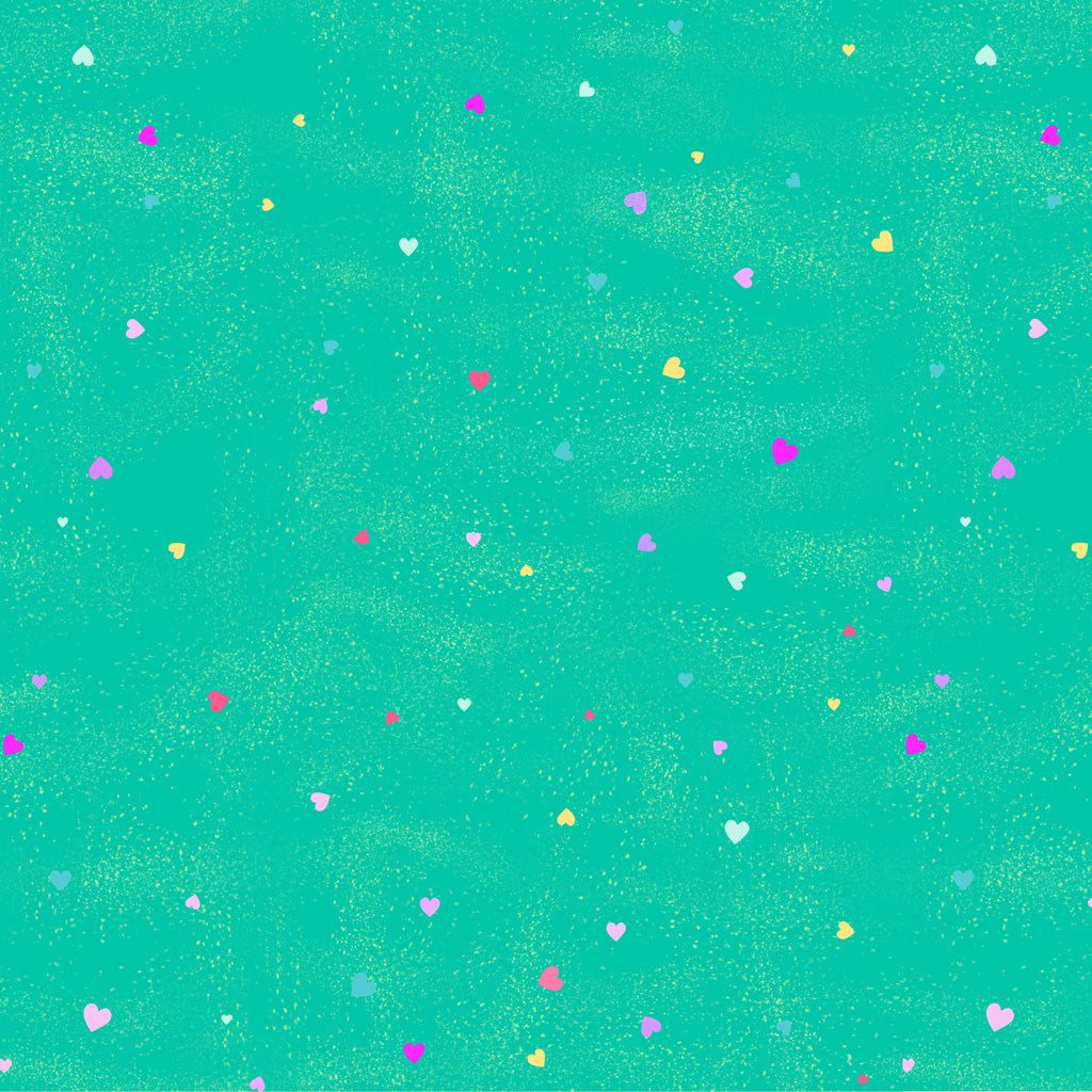 Clothworks Dark Turquoise Unicorn Love 1/4 yard