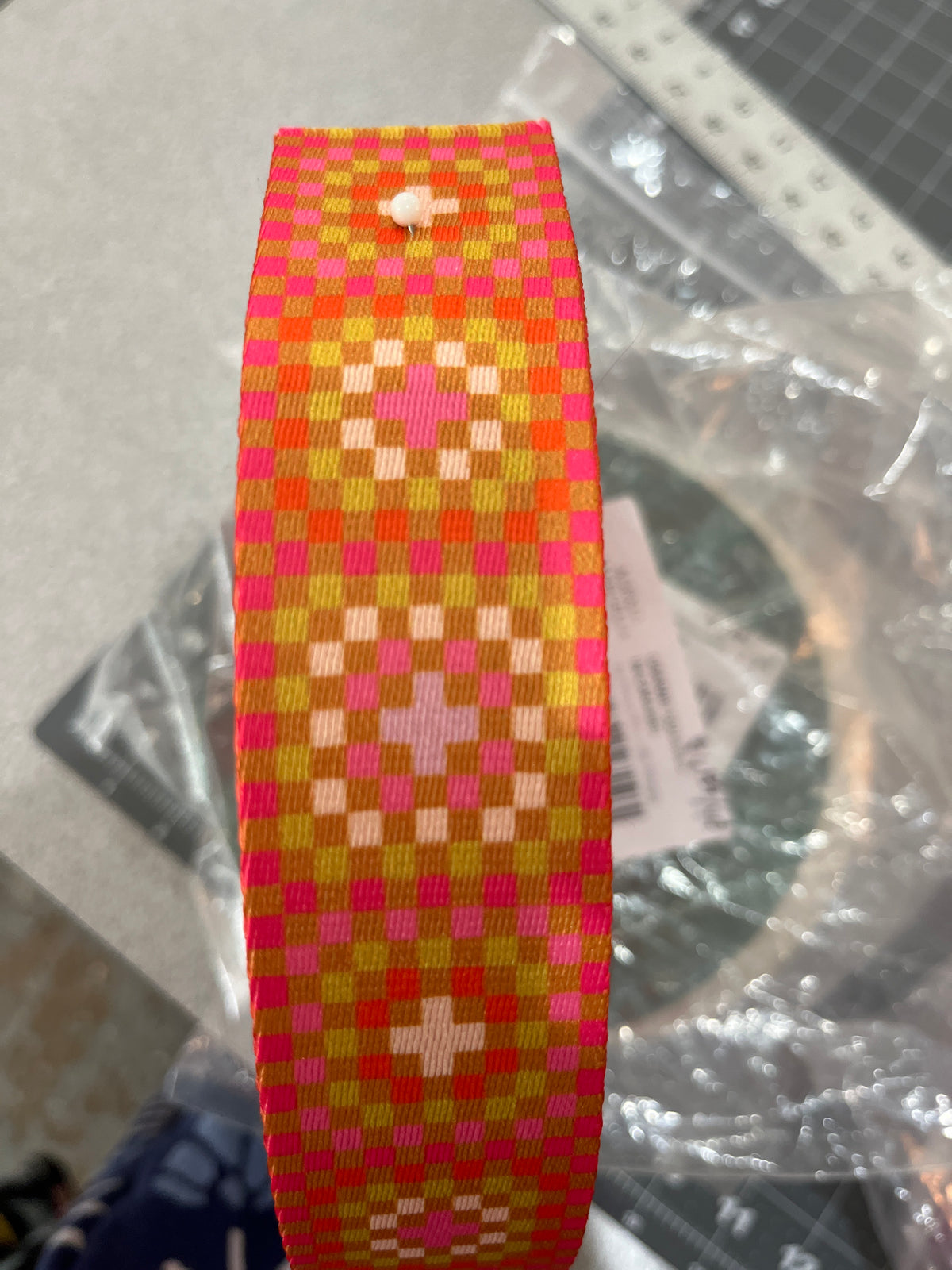 WEBBING 1/4 YARD- 1.5"-Alexia Abegg- Granny Squares- Caramel