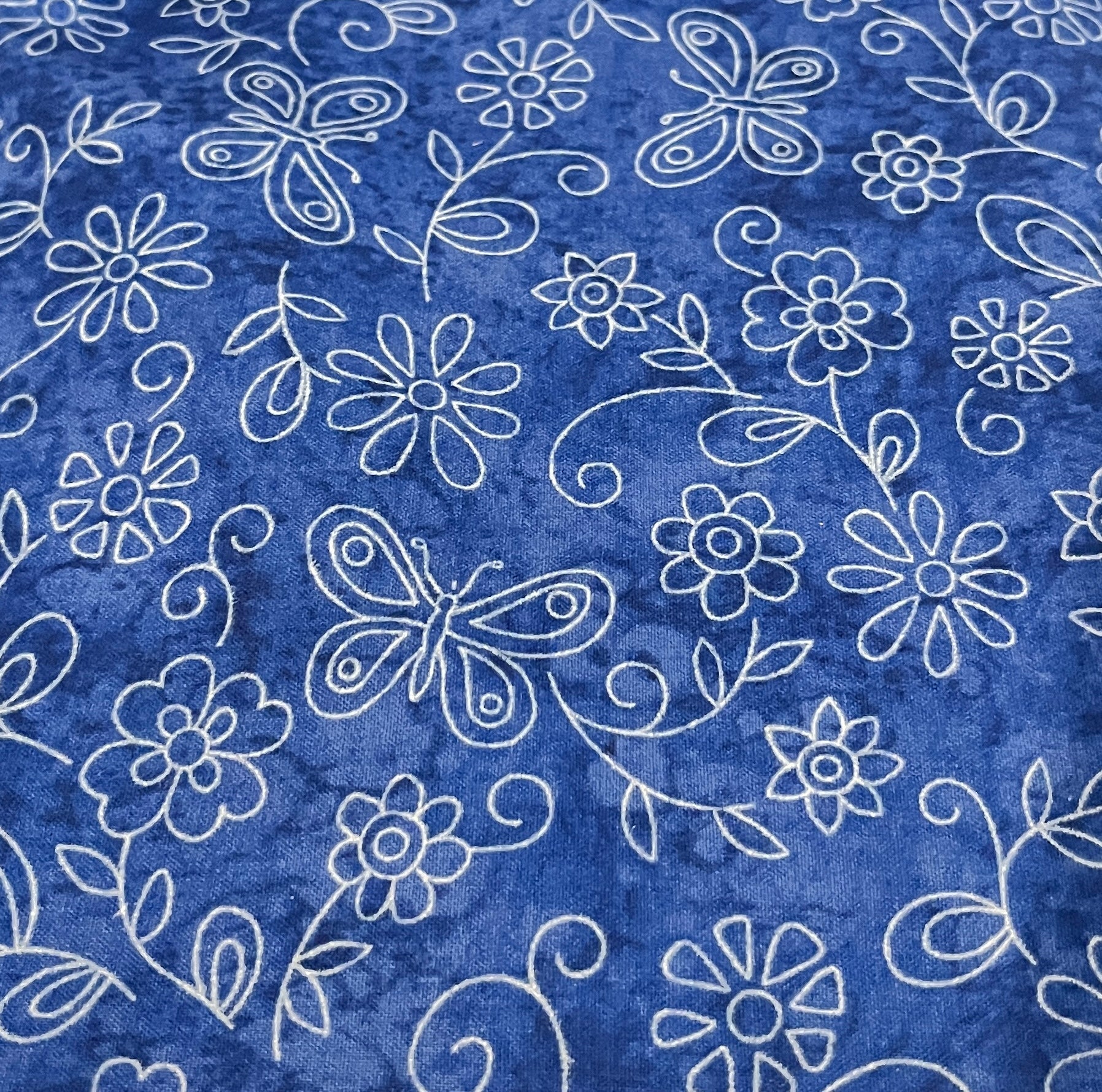 Keepsake Calico - Sundrenched Flowers Royal 1/4 yard