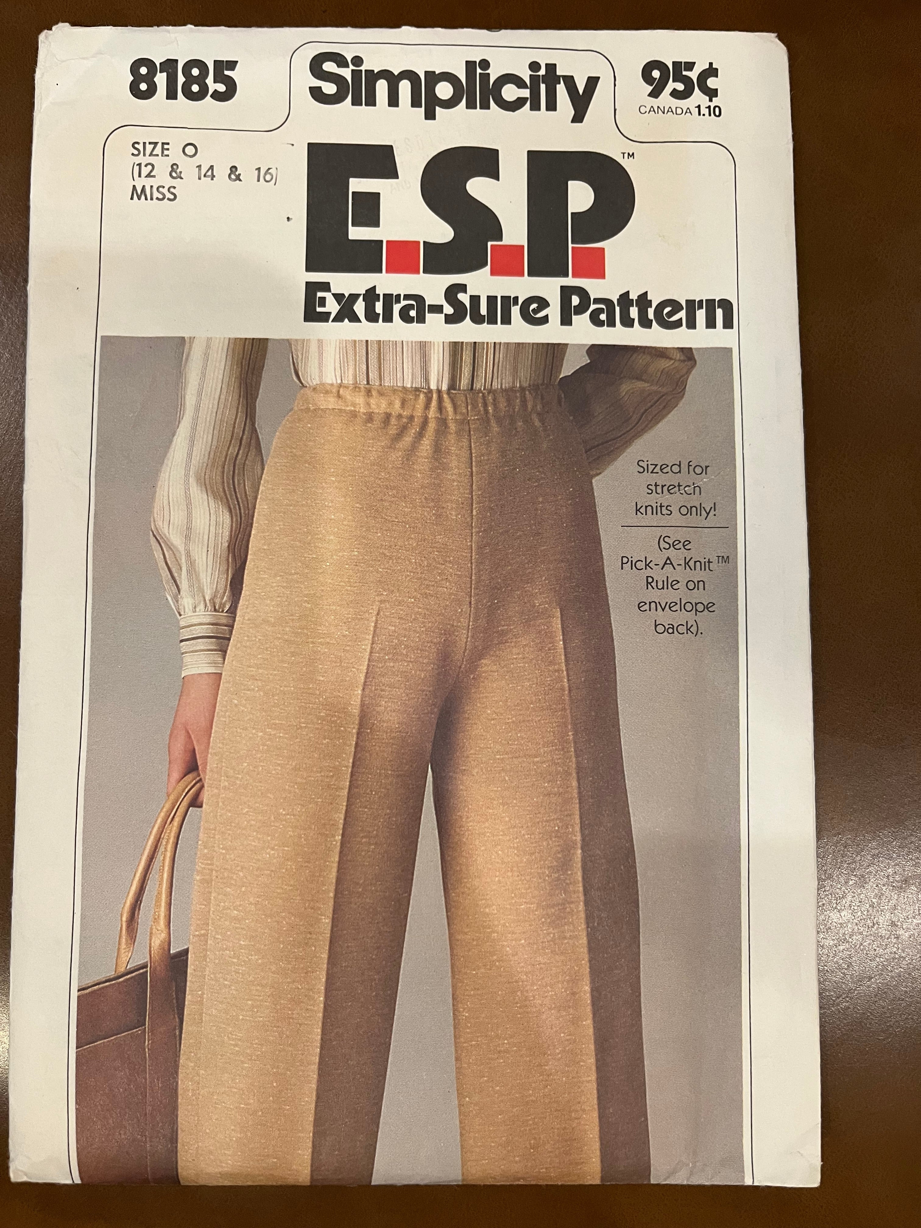 Simplicity Vintage Sewing Pattern 8185  Misses Extra Sure Pull on Pants
