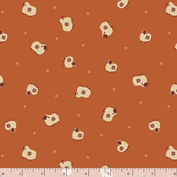 Marcus Fabrics Woolly Whims Sheepies Paprika 1/4 yard