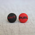 Knit Purl Punk Knitter Fabric Button Earrings
