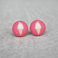 Soft Serve Ice Cream Fabric Button Earrings