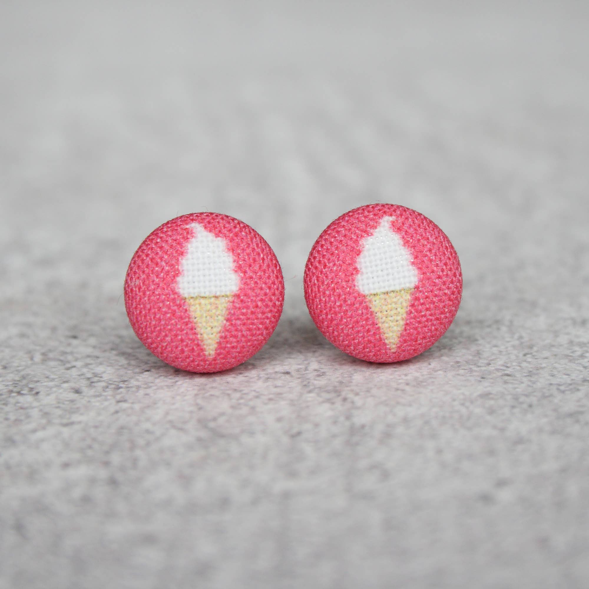 Soft Serve Ice Cream Fabric Button Earrings