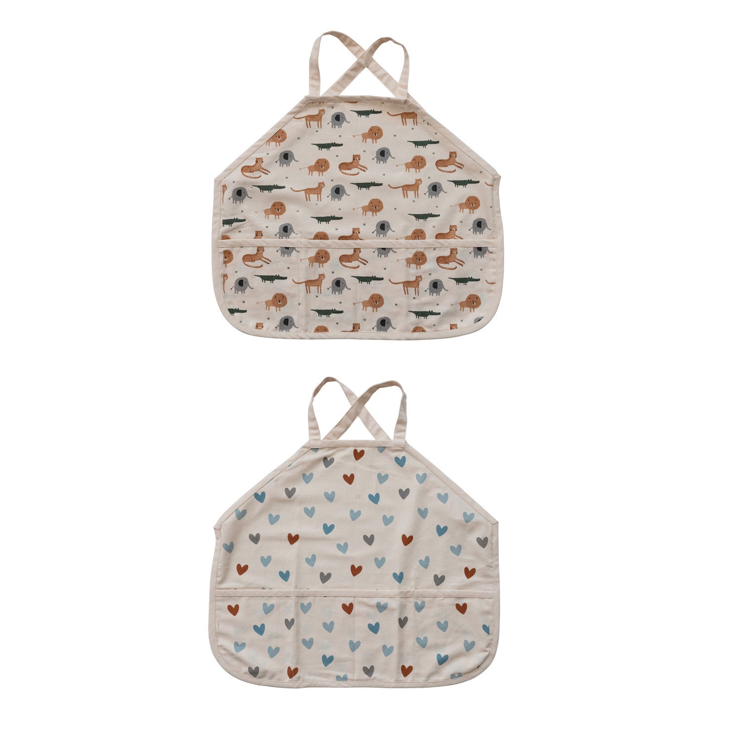 Cotton Cross Back Printed Child Apron with 3 Pockets, 2 Styles