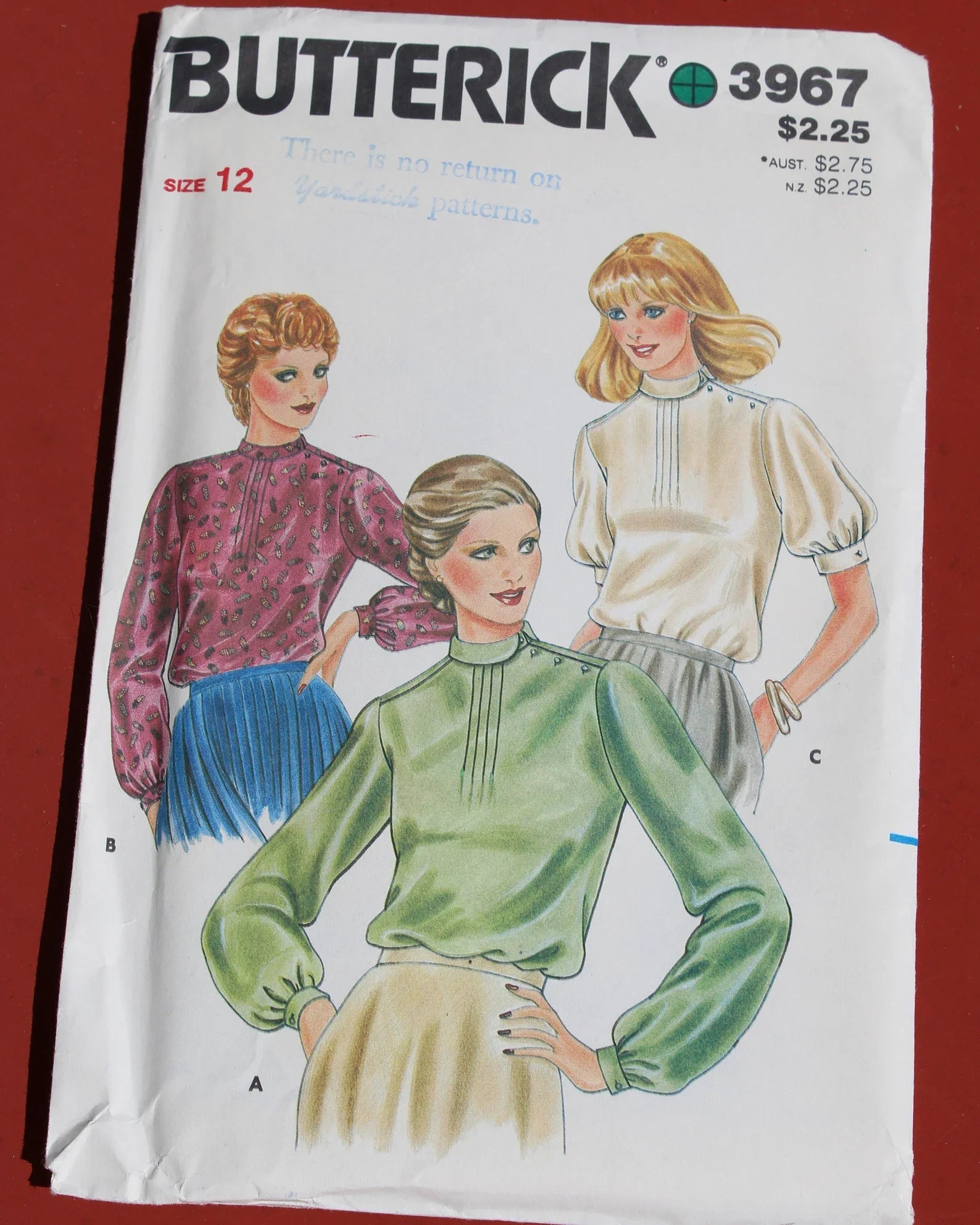 Butterick 3967 - Vintage 1980's Blouse Sewing Pattern