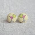 Cosmo Cocktails Fabric Button Earrings